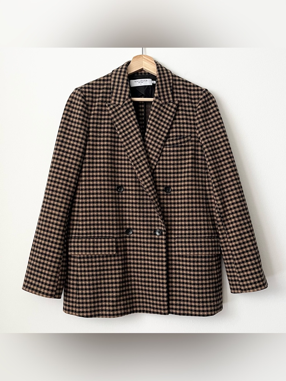 M.M.LaFleur Women's Oversized Checkered Blazer Jacket Size 2 Brown Black Comfy